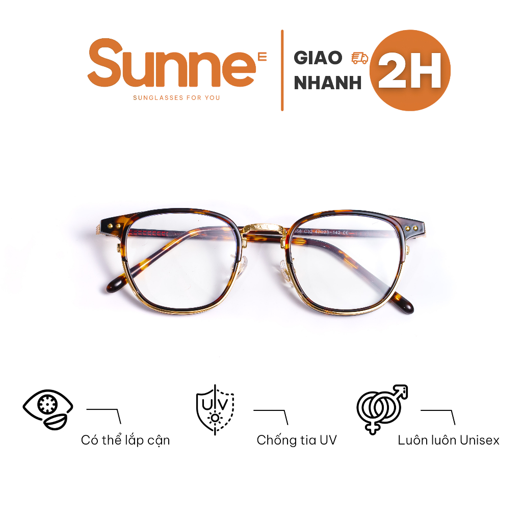 Gọng kính cận kim loại thời trang, kiểu dáng vuông bo góc, bắt mắt trẻ trung, năng động phù hợp nhiều khuôn mặt 9056