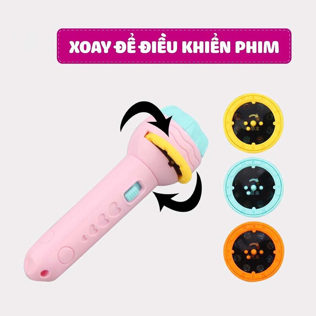 Đồ Chơi Đèn Pin Chiếu Hình 80 Hình Chủ Đề Động Vật, Giao Thông, Trái Cây, Chiếu Bóng Trên Tường Cho Bé.