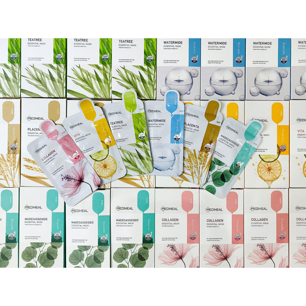 MEDIHEAL TEATREE/PLACENTA/VITA/COLLAGEN CARE SOLUTION ESSENTIAL MASK / Mặt nạ trà xanh
