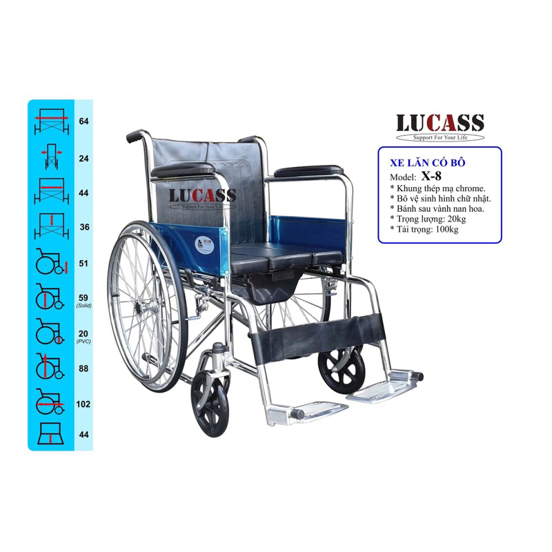 Xe lăn có Bô vệ sinh cao cấp X-8 và X-89