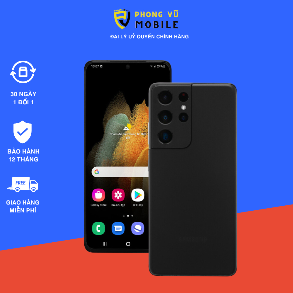 Điện thoại Samsung Galaxy S21 Ultra 5G 128Gb . Hàng chính hãng . Bảo hành 12 thang - Tặng kèm phụ kiện