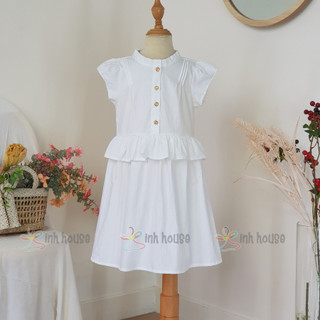 V088 Váy Xinh House Cotton Màu Trắng Thiết Kế Peplum