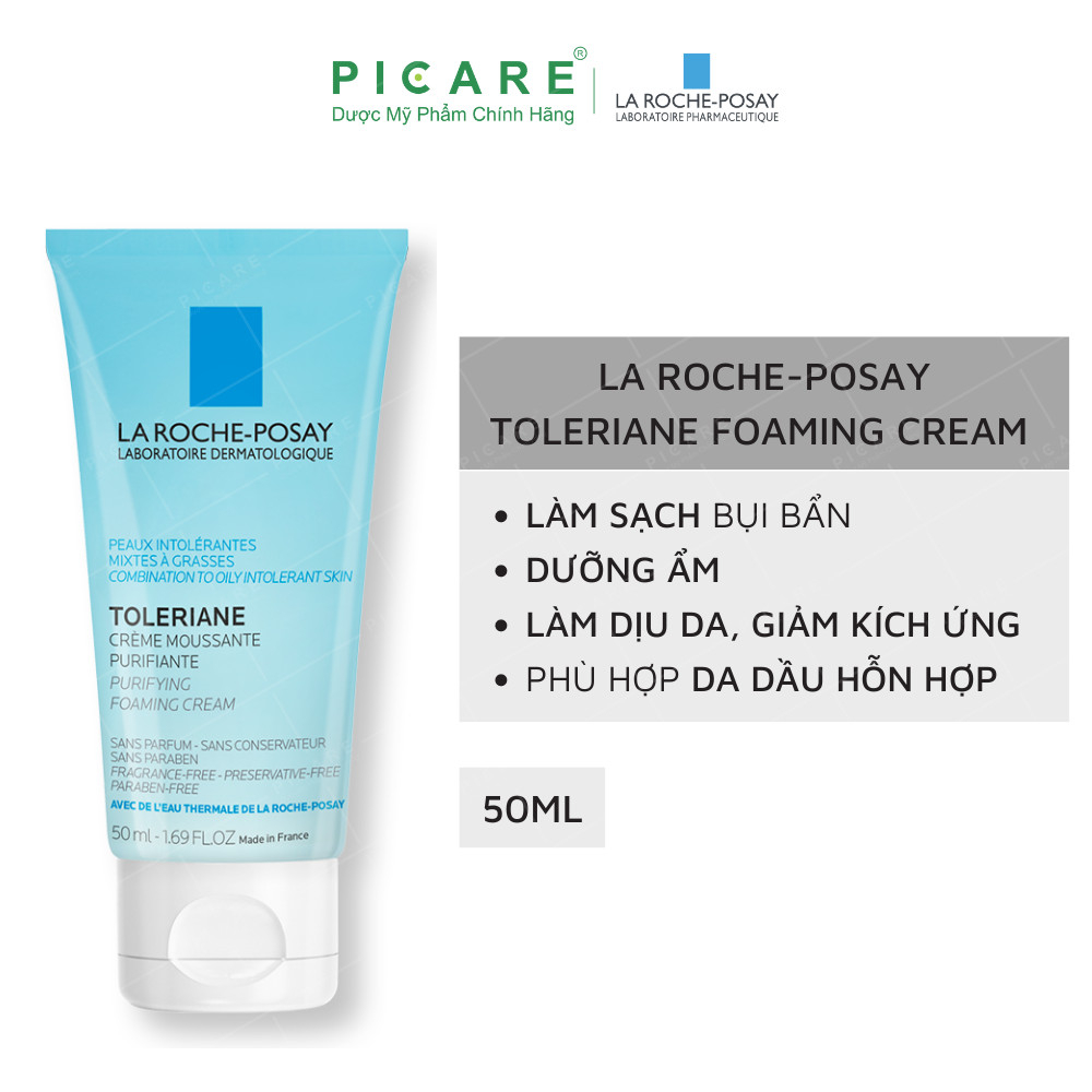 Sữa rửa mặt dành cho da hỗn hợp, da dầu nhạy cảm La Roche Posay Toleriane Purifying Foaming Cream 50ml