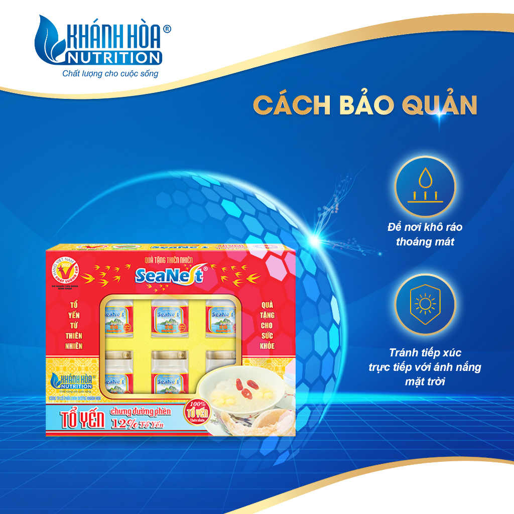 Hộp Quà Tặng Yến Sào Chưng Đường Phèn Cao Cấp 12% - Khánh Hòa Nutrition - 6 Lọ x 70 ML