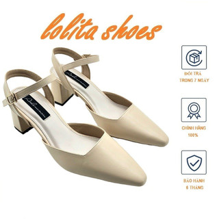 Giầy sandal kín mũi gót vuông 5p công sở da mềm cao cấp