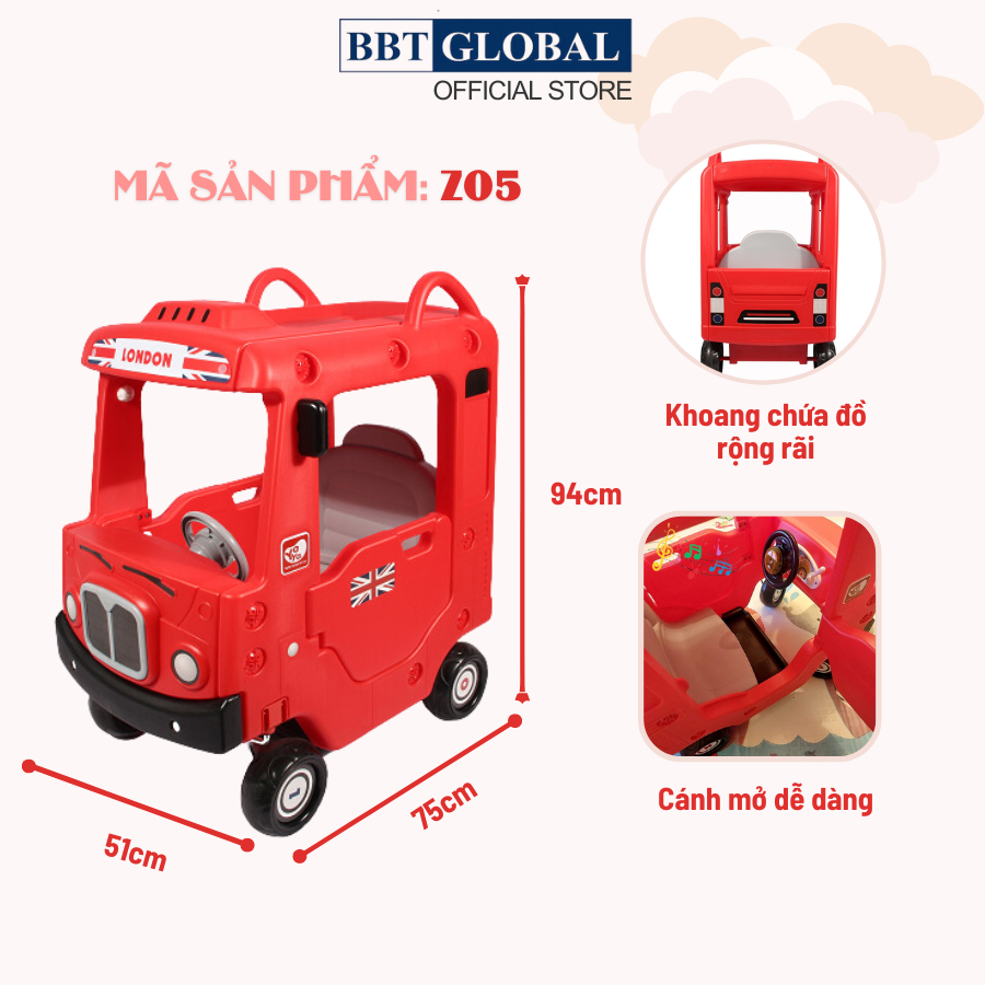 Xe chòi chân cho bé BBT Global, ôtô chòi chân đa dạng mẫu mã, chất liệu an toàn tích hợp đèn và nhạc vui nhộn