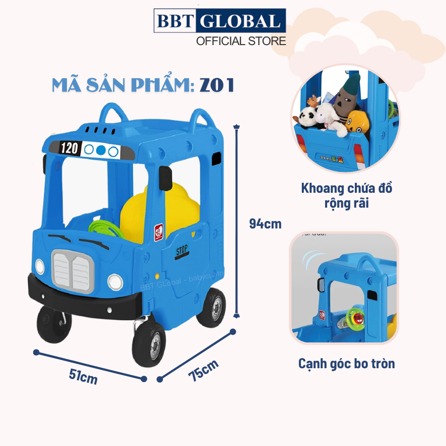 Xe chòi chân cho bé BBT Global, ôtô chòi chân đa dạng mẫu mã, chất liệu an toàn tích hợp đèn và nhạc vui nhộn