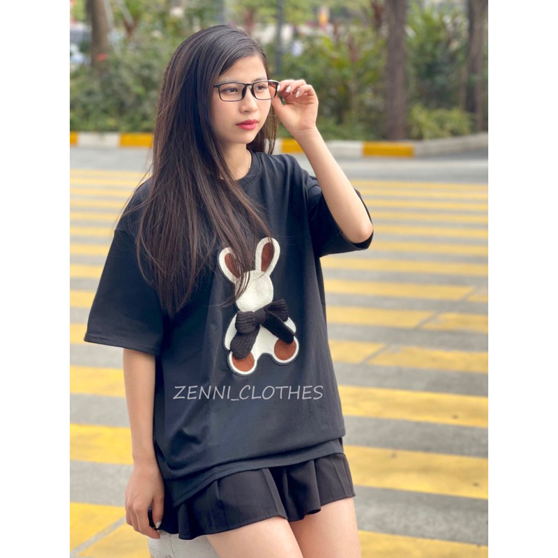 Áo Thun Tay Lỡ Form Rộng Unisex , Chất Cotton Khô - T shirt Thêu hình Gấu