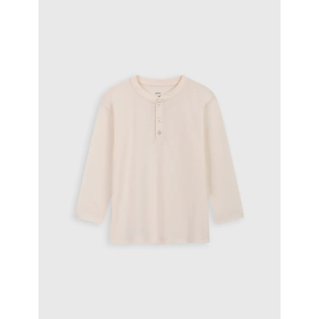 Combo 2 áo mặc nhà bé trai CANIFA áo dài tay chất liệu cotton cổ tròn cài cúc 2LA22W007