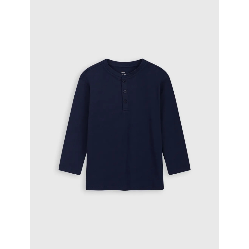 Combo 2 áo mặc nhà bé trai CANIFA áo dài tay chất liệu cotton cổ tròn cài cúc 2LA22W007