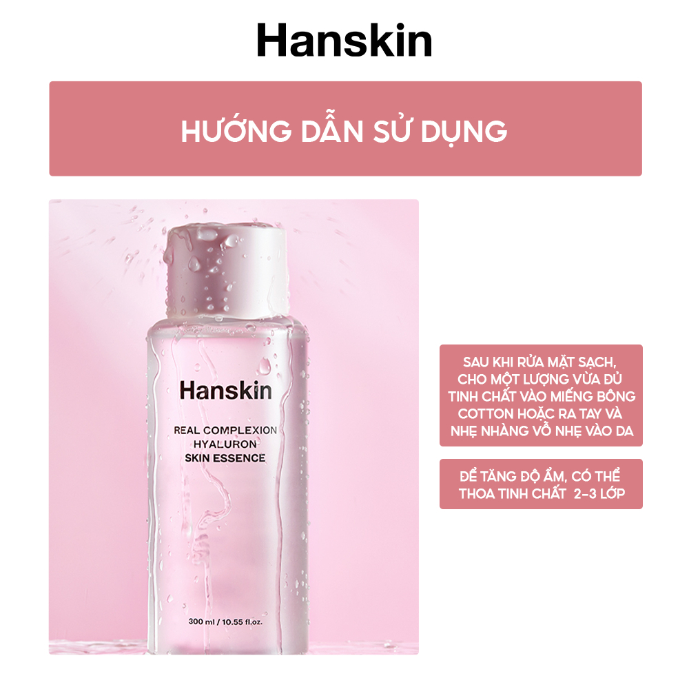 Nước Hoa Hồng Dưỡng Ẩm HANSKIN REAL COMPLEXION HYALURON SKIN ESSENCE 300ml/150ml