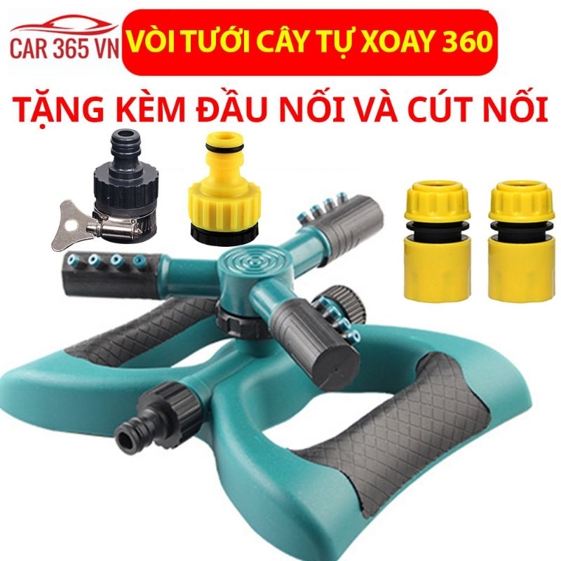 Vòi tưới cây tự động xoay 360 độ có đế loại tốt 2 đầu nối - Vòi phun nước tưới cây tự động xoay 360 độ CAR53