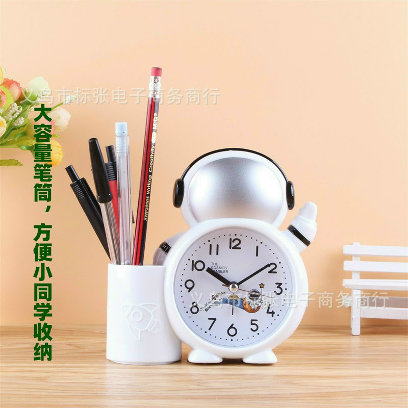 Đồng hồ báo thức, Đồng hồ để bàn Phi Hành Gia,thỏ ngộ nghĩnh nhiều màu sắc, chuông to kèm ống đựng bút