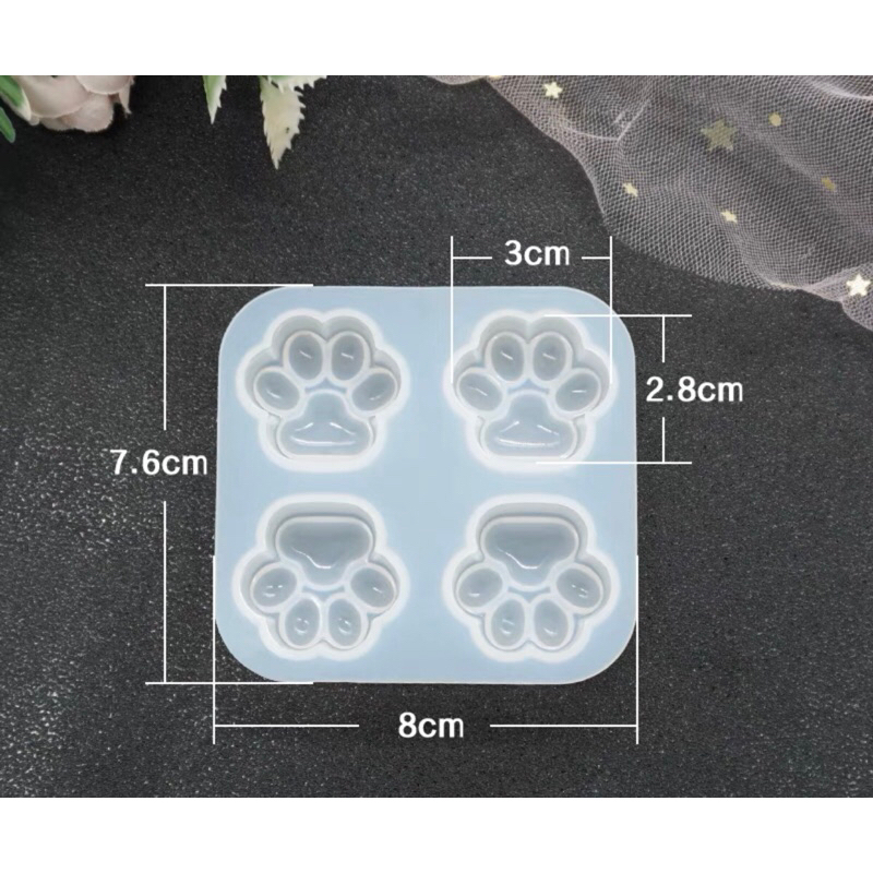 Khuôn chân mèo silicon đổ resin, làm móc khoá, đồ trang trí