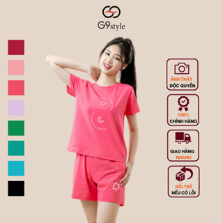 Đồ bộ mặc nhà nữ in hình mặt trời G9 STYLE, bộ quần áo nữ mùa hè vải cotton thoáng mát, thời trang