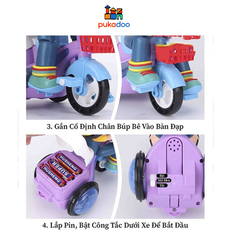 Đồ Chơi Cậu bé Shipper Em Bé Đạp Xe Xoay 360 Độ Có Đèn Và Phát Nhạc Vui Nhộn Dành Cho Bé Trai Bé Gái.