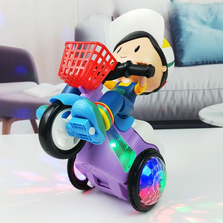 Đồ Chơi Cậu bé Shipper Em Bé Đạp Xe Xoay 360 Độ Có Đèn Và Phát Nhạc Vui Nhộn Dành Cho Bé Trai Bé Gái.