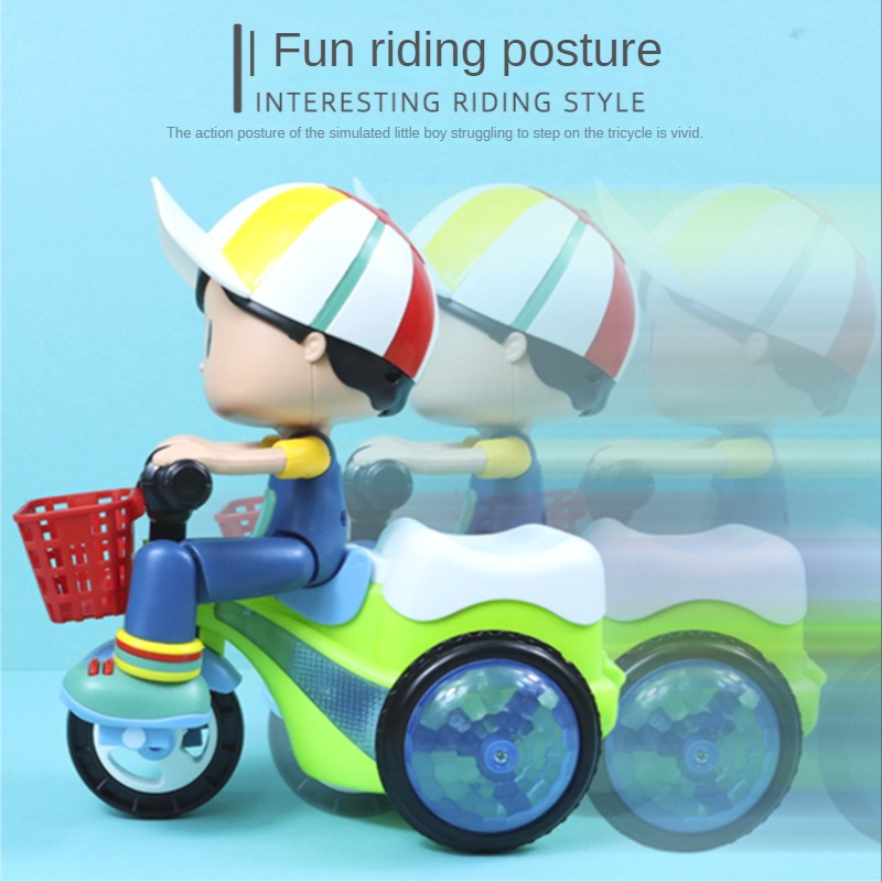 Đồ Chơi Cậu bé Shipper Em Bé Đạp Xe Xoay 360 Độ Có Đèn Và Phát Nhạc Vui Nhộn Dành Cho Bé Trai Bé Gái.