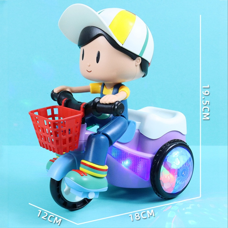 Đồ Chơi Cậu bé Shipper Em Bé Đạp Xe Xoay 360 Độ Có Đèn Và Phát Nhạc Vui Nhộn Dành Cho Bé Trai Bé Gái.