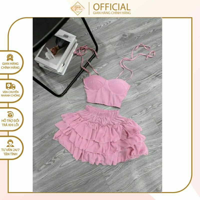 Set Áo Voan Tầng 2 Dây, Có Mút Ngực, Chất Voan Dày Dặn, Thoáng Mát, Phong Cách Sexy Quyến Rũ