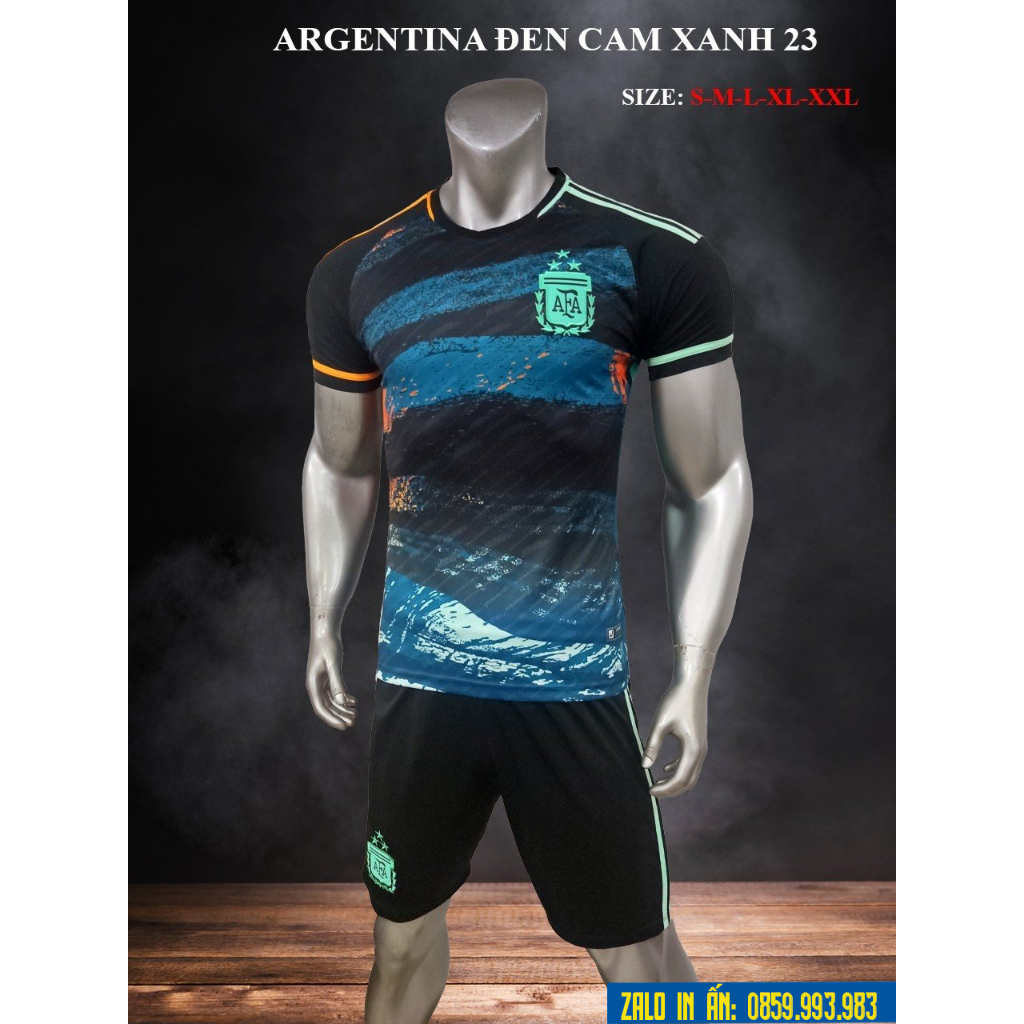 Quần áo bóng đá tuyển Argentina Logo Thêu 3* Thun Lạnh Cao Cấp A26