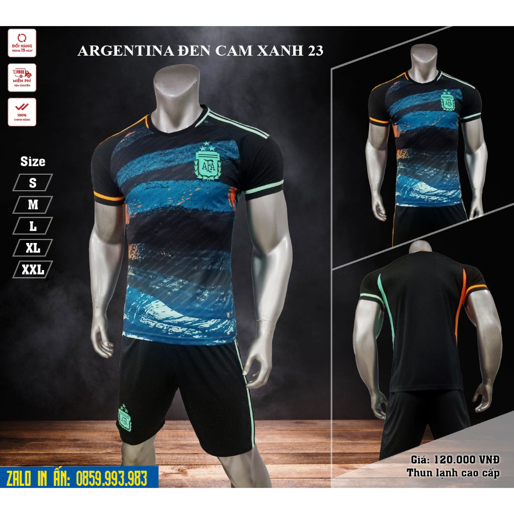 Quần áo bóng đá tuyển Argentina Logo Thêu 3* Thun Lạnh Cao Cấp A26