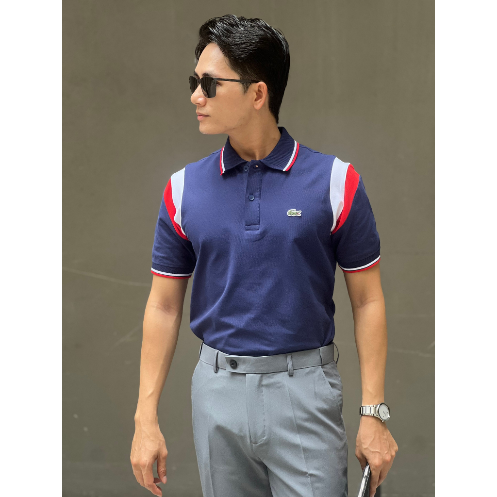 Áo Polo La-co-s--te chất cá sấu ngoại nhập cotton 100% 4 chiều xịn sò dệt cách điệu vai áo thời trang