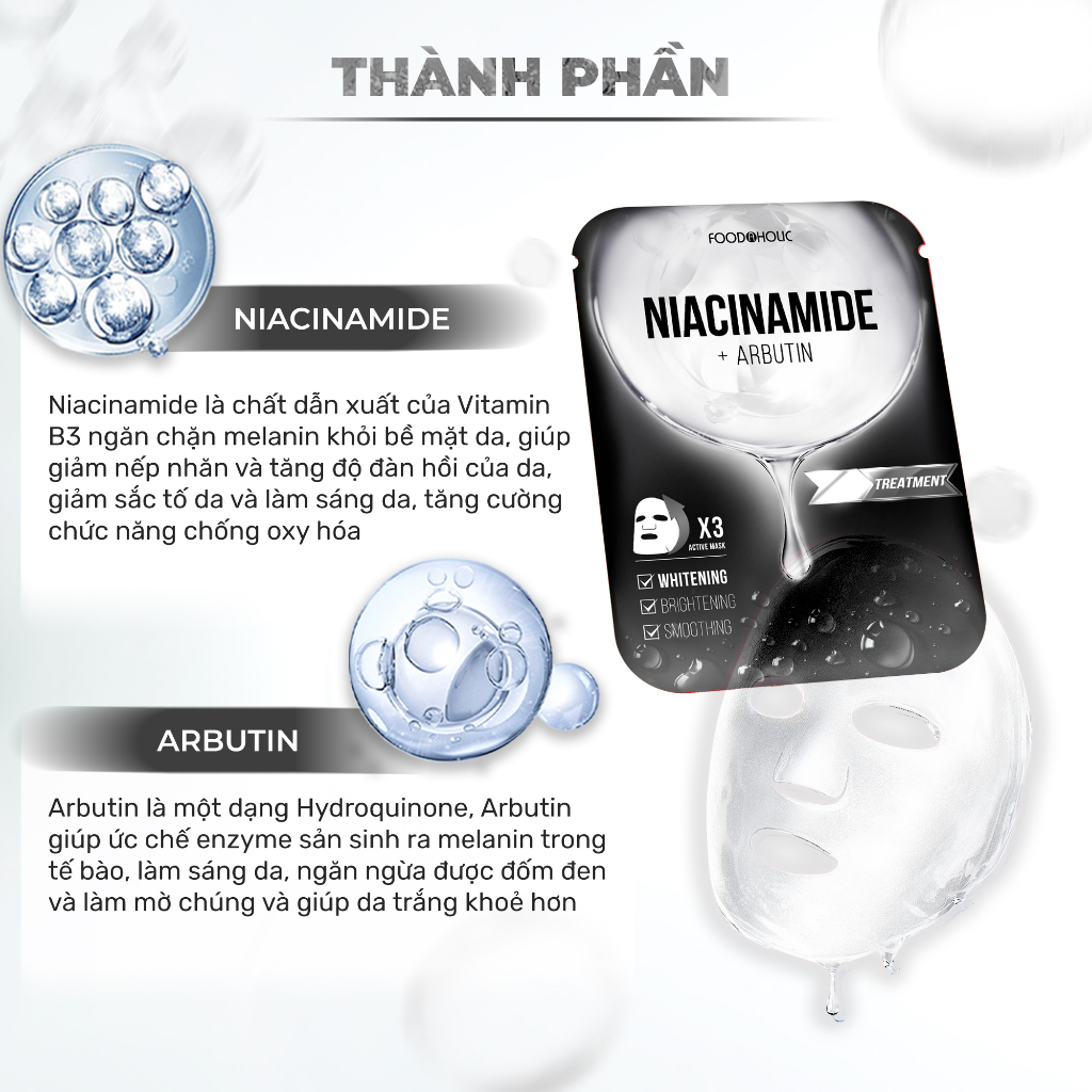Combo 10 Mặt Nạ Foodaholic Niacinamide Dưỡng Sáng, Căng Bóng Da Niacinamide Ample Mask 23ml/miếng
