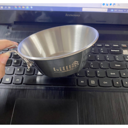 Chén  ăn cơm có tay cầm gập gọn bằng inox 304 dùng đi dã ngoại cắm trại ngoài trời BB4253 - Billba outdoors