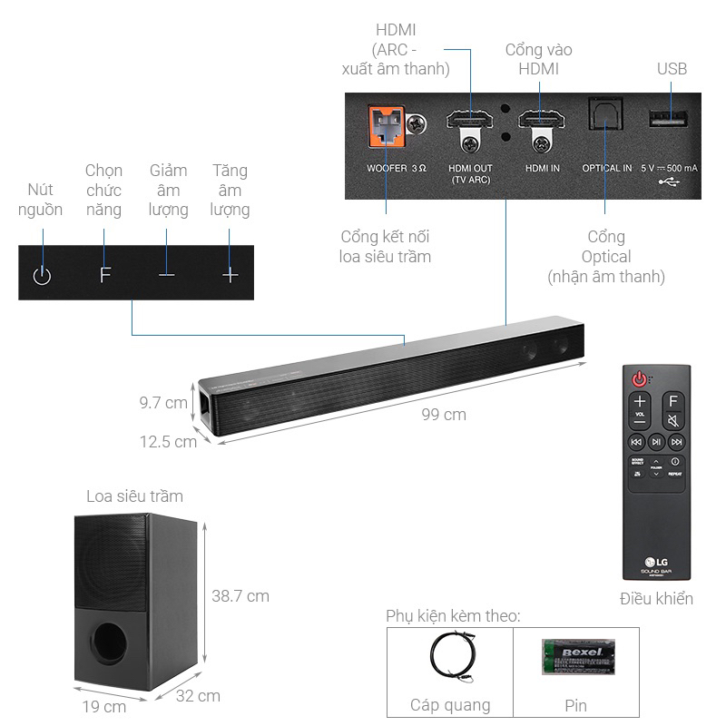 Loa thanh soundbar LG 4.1 SNH5 600W chính hãng Bảo Hành 12 Tháng