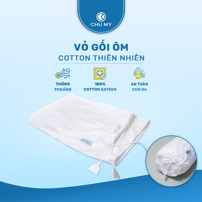 Vỏ gối ôm CHU MY T400, 100% cotton, màu trắng, 40x100cm - Chuẩn khách sạn