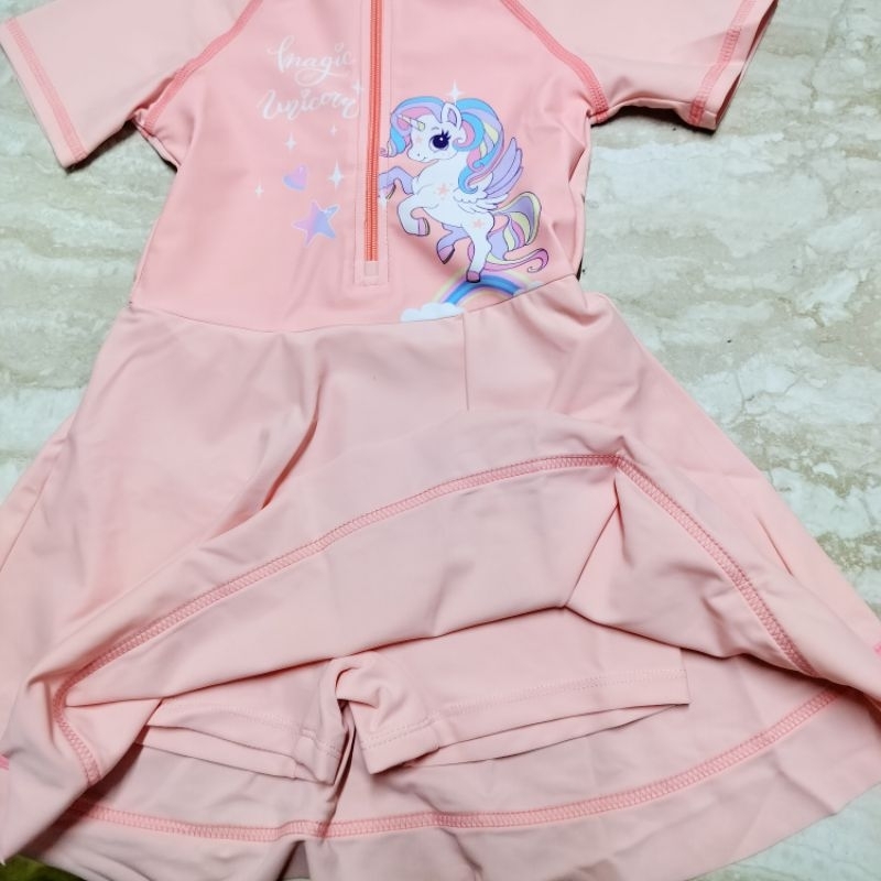 Váy bơi cho bé gái Ylike YY9957 mẫu ngựa Pony Magic màu tím, hồng cam dễ thương cho bé