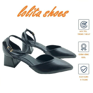 Giầy sandal kín mũi hậu vuông cao gót 5p gót vuông da mềm cao cấp T49