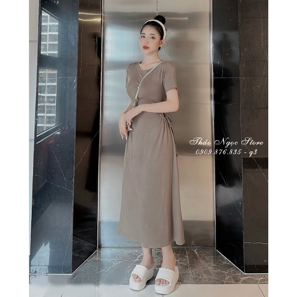 Đầm thun zip tay con khoét eo rút dây hàng chuẩn!  THẢO NGỌC STORE