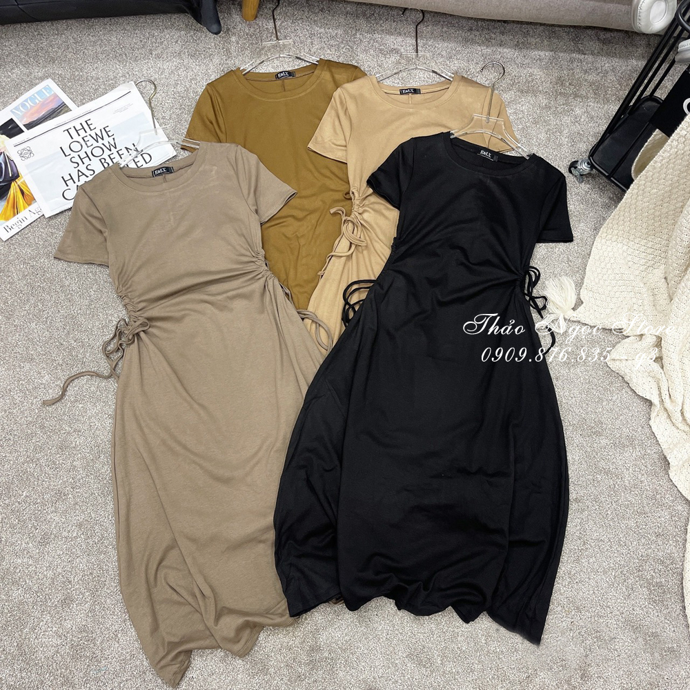 Đầm thun zip tay con khoét eo rút dây hàng chuẩn!  THẢO NGỌC STORE