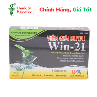 Viên Giải Rượu Win 21 USA giải độc gan, giảm tác hại rượu bia, giúp giải rượu nhanh chóng, giải độc gan - Hộp 4 Viên