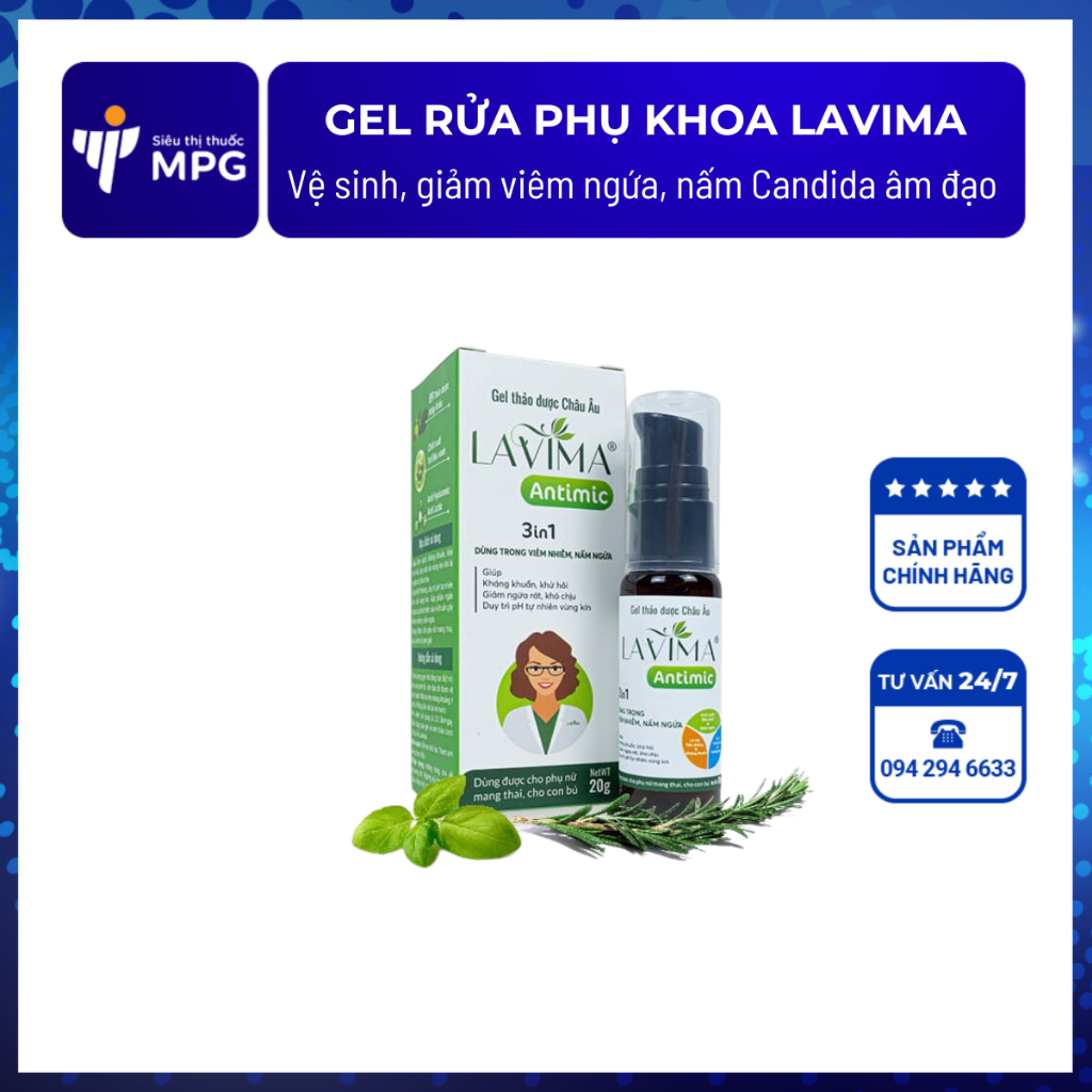 Gel bôi phụ khoa Lamiva (20g) - Vệ sinh, giảm viêm ngứa, nấm Candida âm đạo