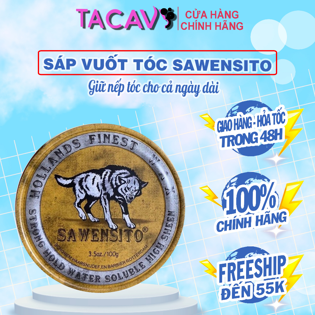 Sáp vuốt tóc nam SAWENSITO Sói vàng chính hãng Giá Rẻ ,chất sáp đặc siêu cứng chăm sóc tóc , giữ nếp tóc 100g