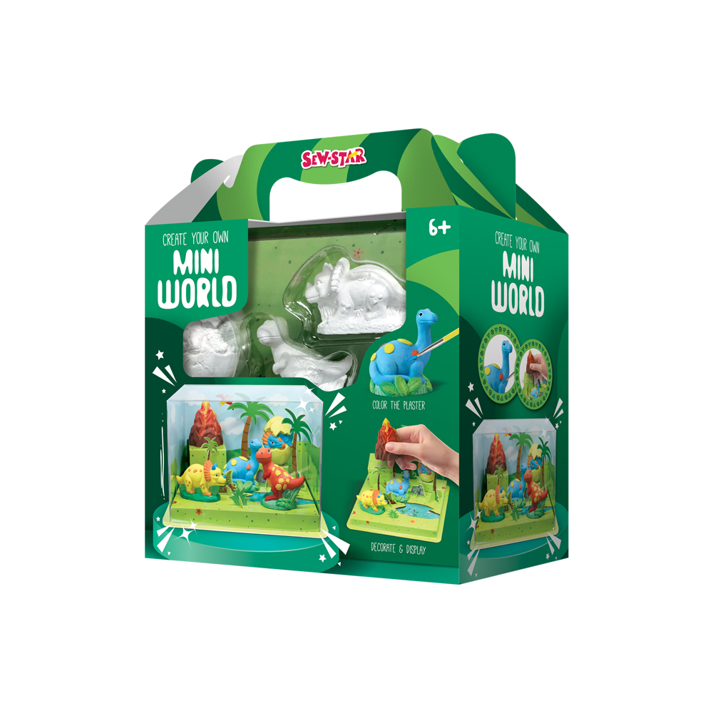 SET DIY TÔ TƯỢNG THẠCH CAO KHU VƯỜN KHỦNG LONG – TƯỢNG BỘ KÈM XẾP HÌNH ĐỒ CHƠI SÁNG TẠO