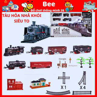 Mô hình đường ray tàu hỏa,Đồ chơi đường ray xe lửa,Tàu lửa chạy trên đường ray,Bộ đồ chơi tàu lửa nhả khói