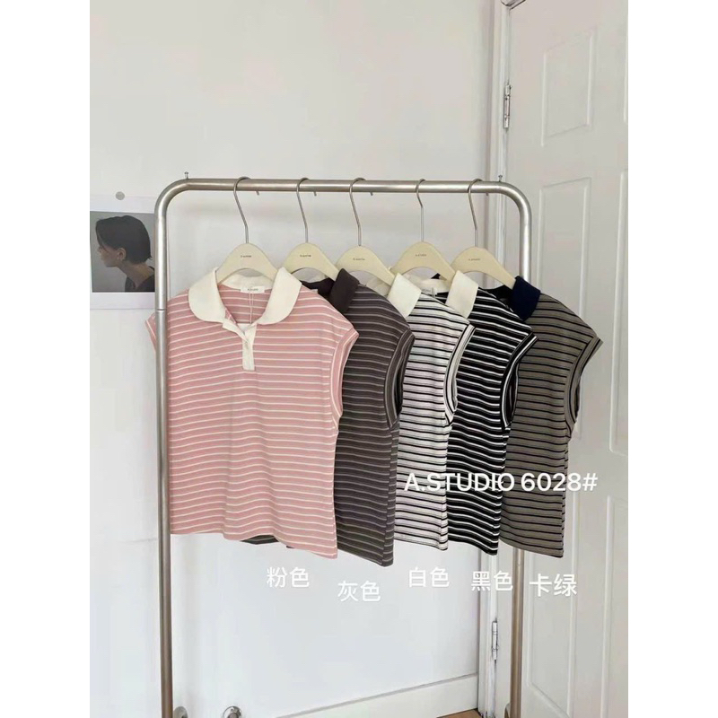 Áo polo kẻ cổ sen tay hến A-studio 6028