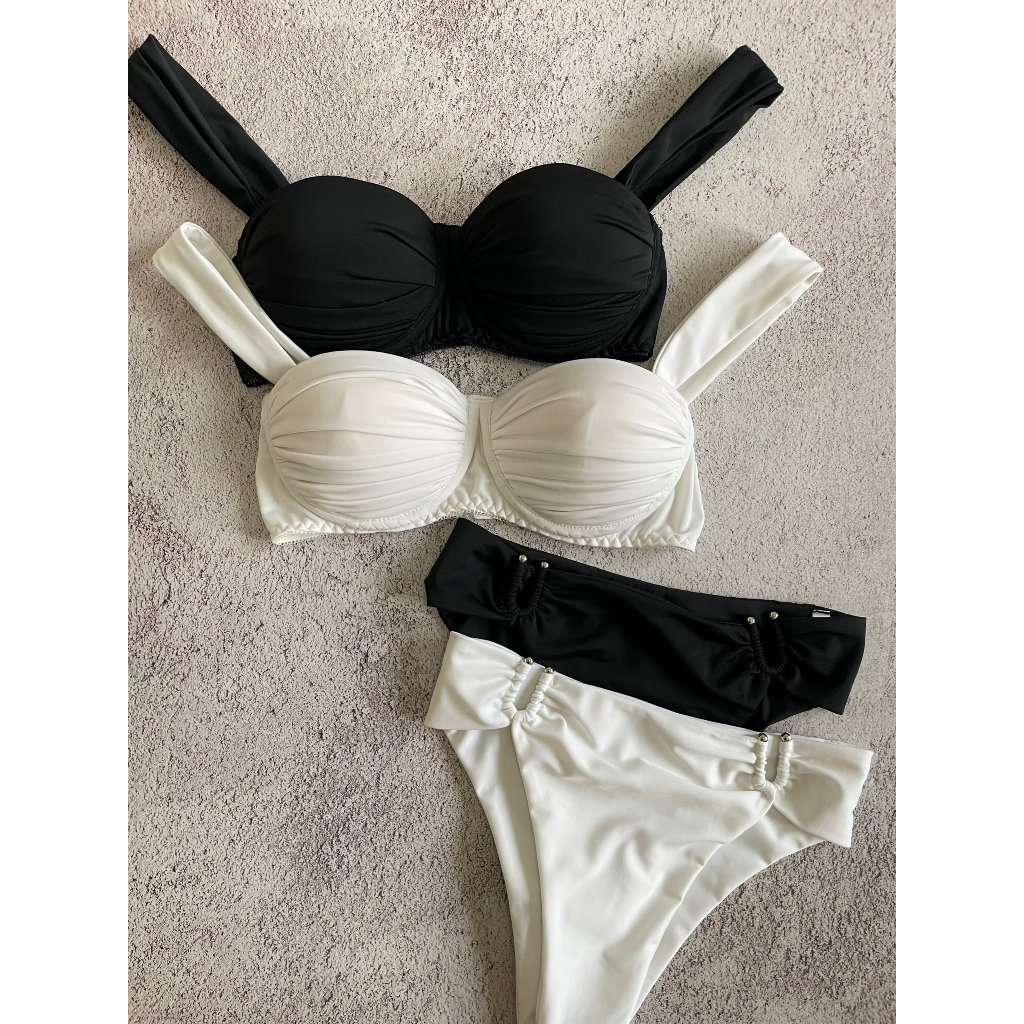 Azura | Bikini 2 Mảnh Đồ Bơi Hai Mảnh Có Mút Nâng Ngực Co Giãn Màu Trắng Đen Sexy Thiết Kế La Perbra