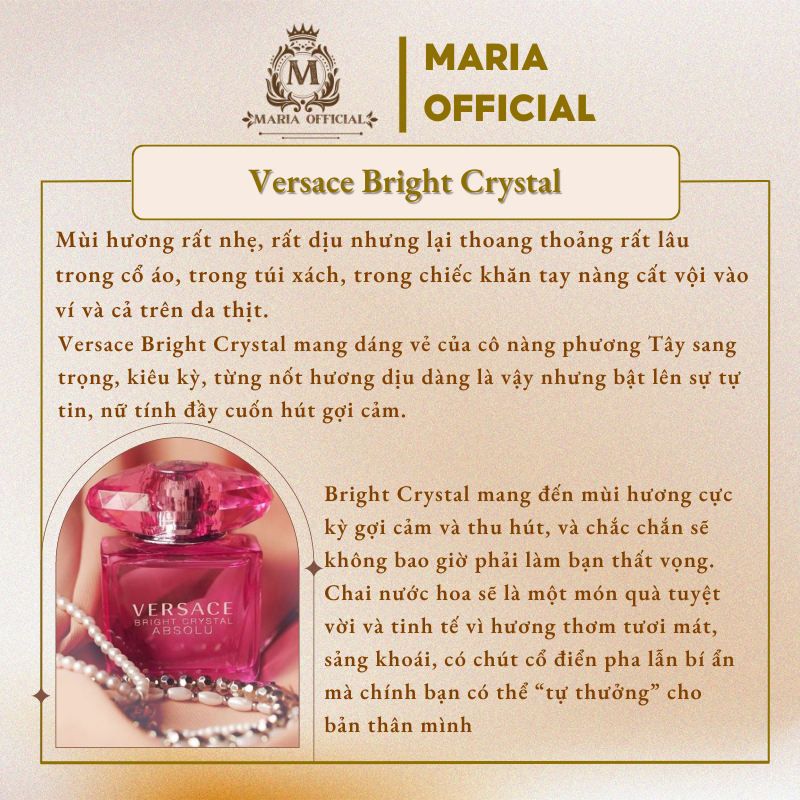 Nước hoa nữ Versace Bright Crystal cơn mơ màng của nàng thiếu nữ chiết 10ml