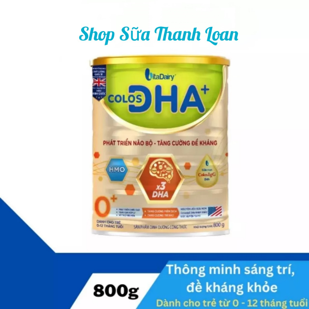 (HSD T12-2026) (Quét Mã QR Tích Xu) Sữa Bột Vitadairy Colos DHA 0+ 800g [0 - 12 Tháng].