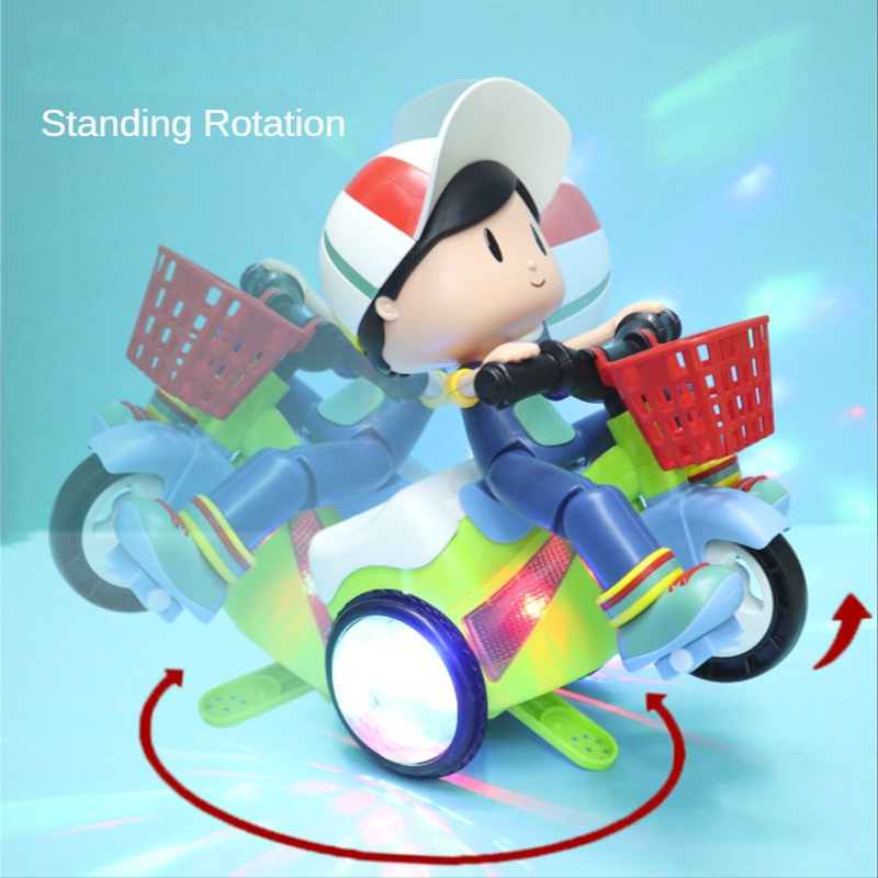Đồ Chơi Cậu bé Shipper Em Bé Đạp Xe Xoay 360 Độ Có Đèn Và Phát Nhạc Vui Nhộn Dành Cho Bé Trai Bé Gái.