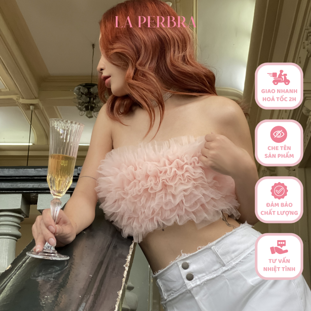 Rose | Áo Quây Ngang Xếp Ly Thời Trang Bra Nữ Thiết Kế Độc Quyền La Perbra