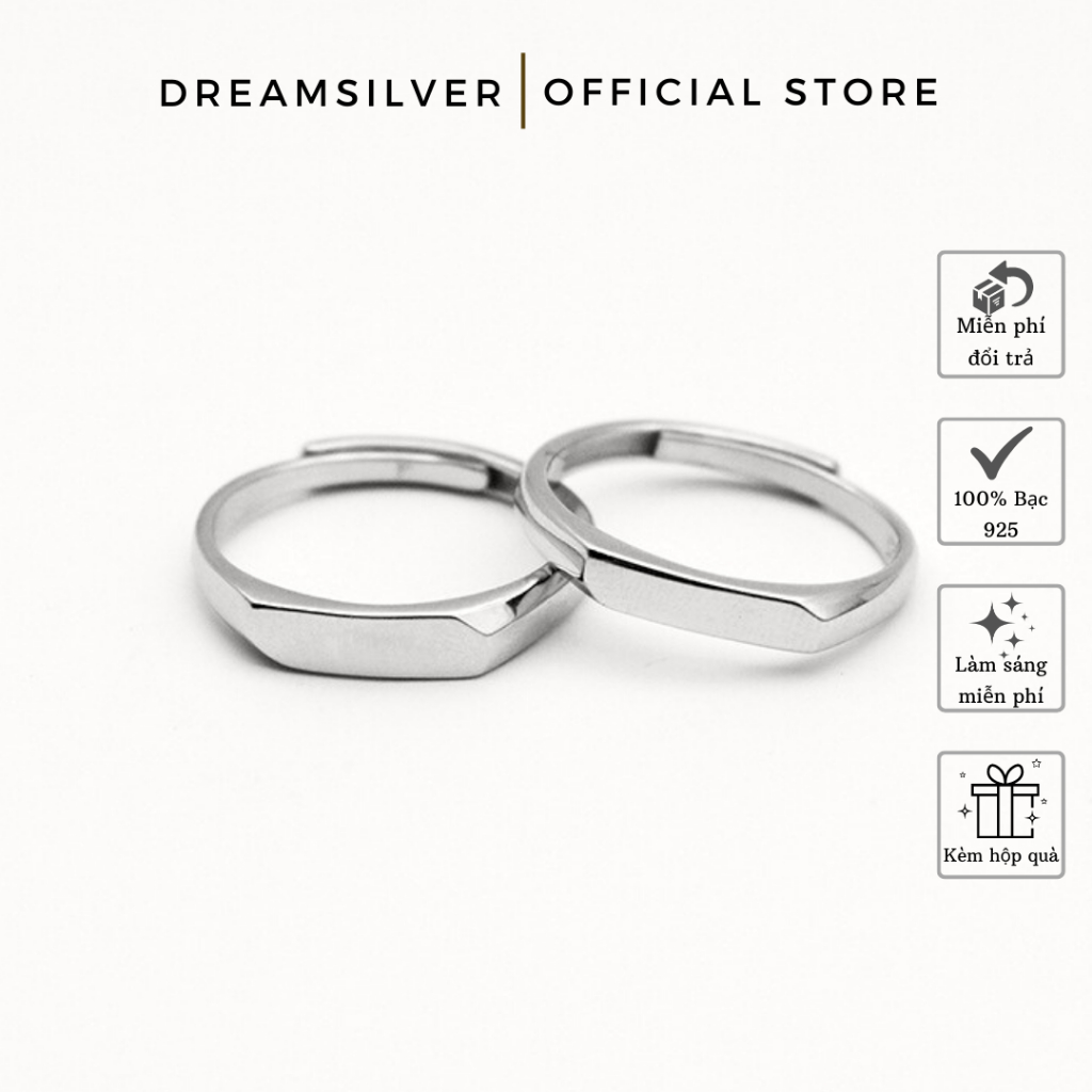 Nhẫn Đôi Bạc Dreamsilver Khắc Tên Theo YC Chỉnh Được Size ND043