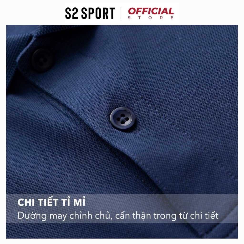 Áo thun polo nam S2 SPORT SPL2302 có cổ ngắn tay suông nhẹ basic vải CVC trơn phối line màu co giãn thoáng mát mềm mịn