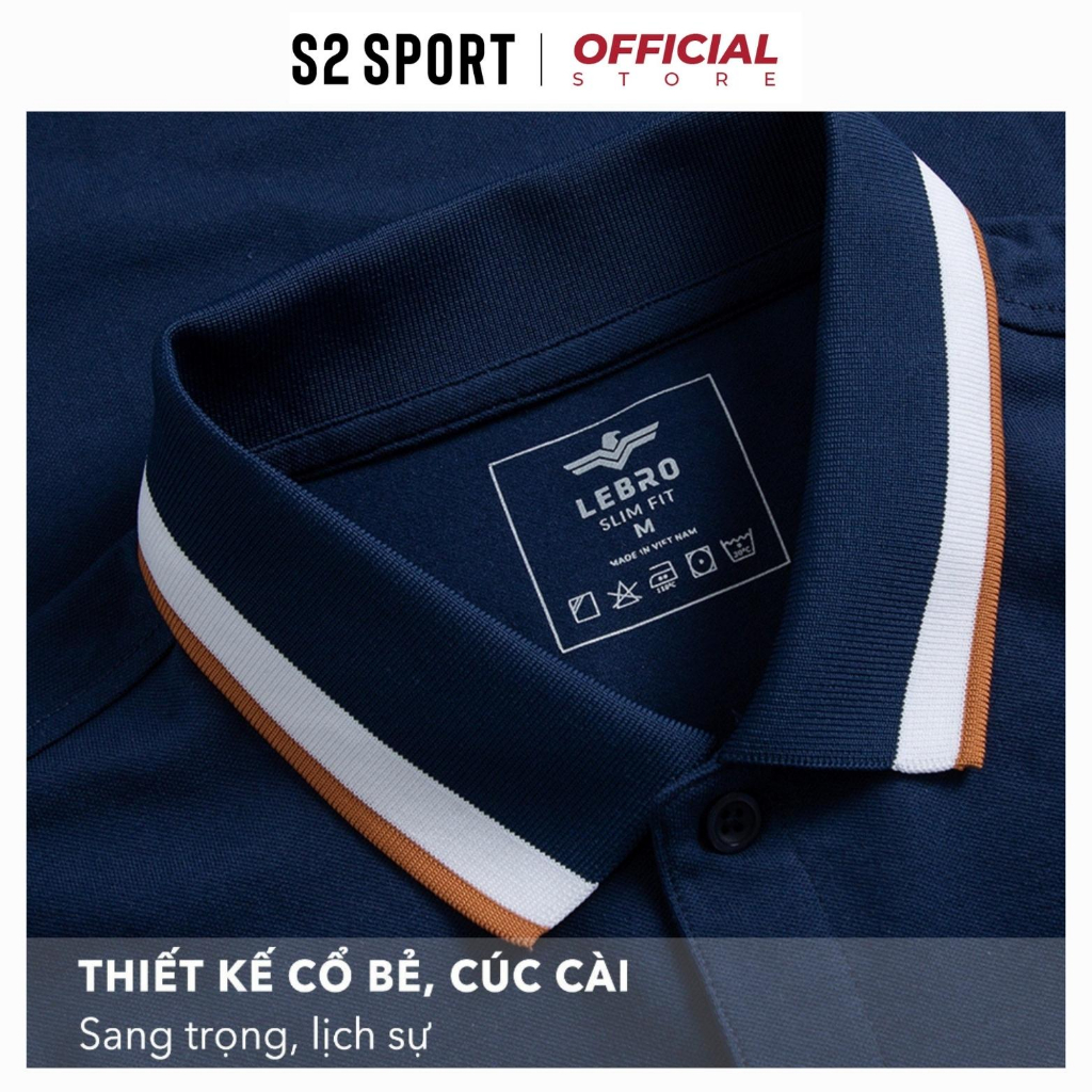 Áo thun polo nam S2 SPORT SPL2302 có cổ ngắn tay suông nhẹ basic vải CVC trơn phối line màu co giãn thoáng mát mềm mịn