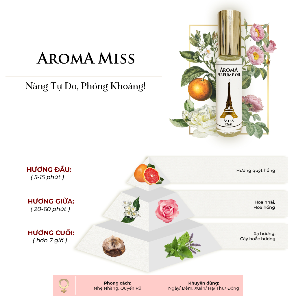 Nước Hoa Pháp Aroma Miss Nữ Tính Siêu Thơm